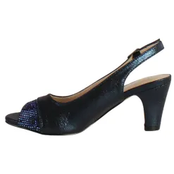 Glamour Heels<Peep Toe Sling Backs - Bern - Navy