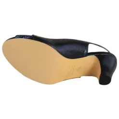 Glamour Heels<Peep Toe Sling Backs - Bern - Navy
