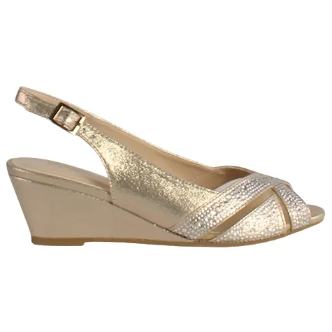 Glamour Heels<Peep Toe Wedges - Minsk - Gold