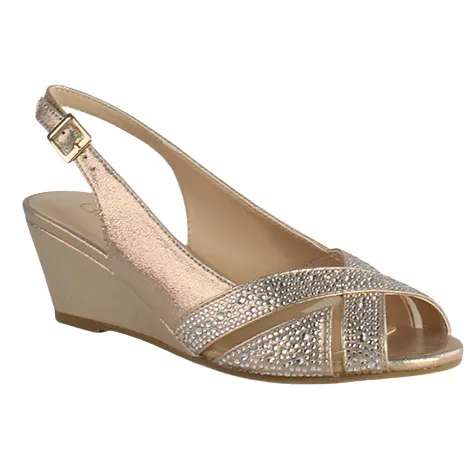 Glamour Heels<Peep Toe Wedges - Minsk - Gold