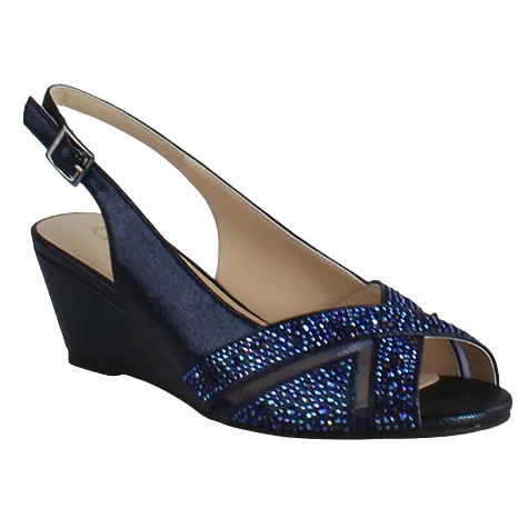 Glamour Heels<Peep Toe Wedges - Minsk - Navy