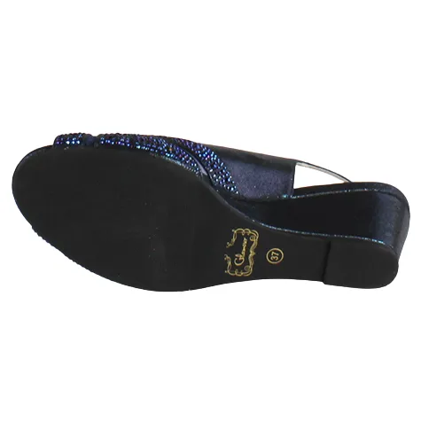 Glamour Heels<Peep Toe Wedges - Minsk - Navy