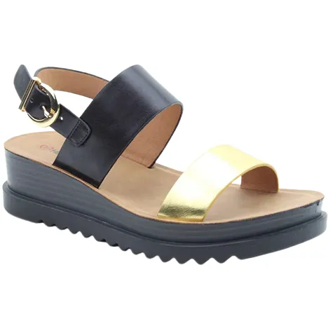 Heavenly Feet Sandals<Sandals - Pecan - Black / Gold