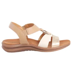 Heavenly Feet Sandals<Ladies Flat Sandals - Trace - Camel/ Beige/ Gold
