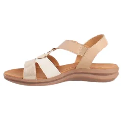 Heavenly Feet Sandals<Ladies Flat Sandals - Trace - Camel/ Beige/ Gold