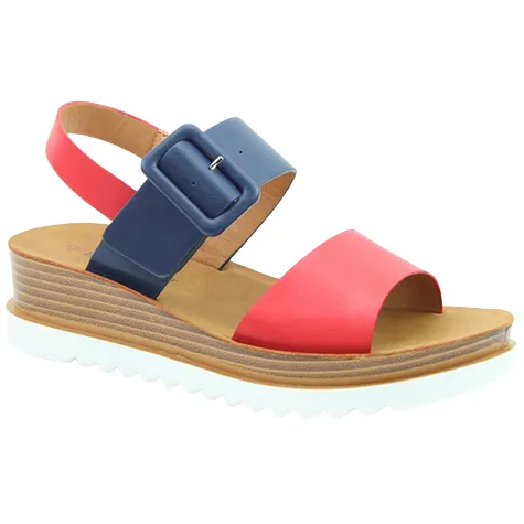 Heavenly Feet Sandals<Ladies Wedge Sandals - Pistachio - Navy / Red