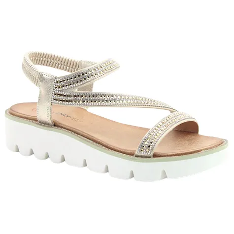 Heavenly Feet Sandals<Ladies Wedge Sandals - Fresco - Gold