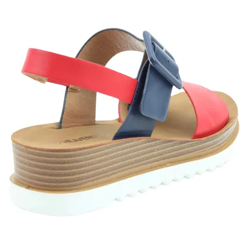 Heavenly Feet Sandals<Ladies Wedge Sandals - Pistachio - Navy / Red