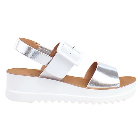 Heavenly Feet Sandals<Wedge Sandals - Pistachio - White / Silver
