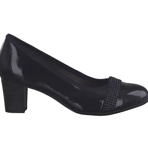 Jana Heels<Block Heeled Pumps - 22464-41 - Navy Patent
