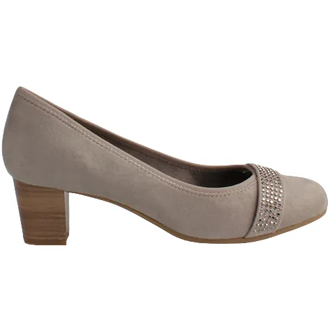 Jana Heels<Ladies Block Heeled Pumps - 22467-42 - Stone