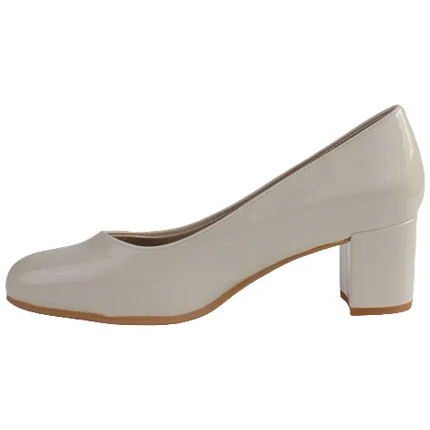 Jana Heels<Ladies Block Heeled Pumps - 22475-42 - Ivory Patent