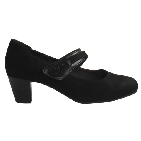 Jana Heels<Ladies Cross Strap Pumps - 24464-42 - Black Suede