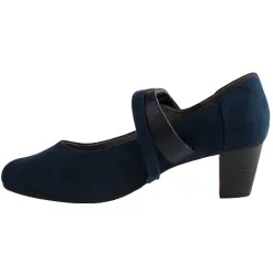 Jana Heels<Ladies Cross Strap Pumps - 24464-42 - Navy Suede
