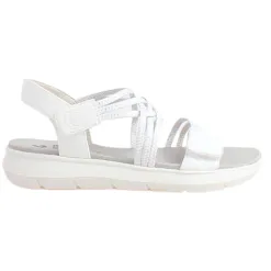 Jana Sandals<Ladies Flat Sandals - 28766-42 - White/Silver