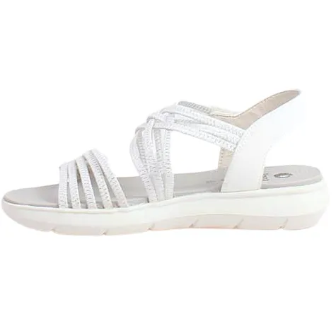 Jana Sandals<Ladies Flat Sandals - 28766-42 - White/Silver