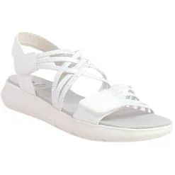 Jana Sandals<Ladies Flat Sandals - 28766-42 - White/Silver