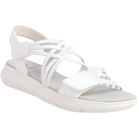 Jana Sandals<Ladies Flat Sandals - 28766-42 - White/Silver