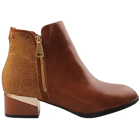 Kate Appleby Boots<Block Heeled Ankle Boots - Forfar - Tan Sparkle