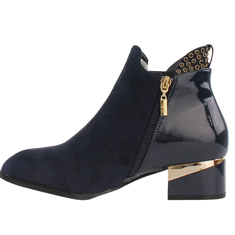 Kate Appleby Boots<Block Heeled Ankle Boots - Alce- Navy Suede