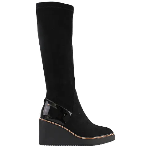 Kate Appleby Boots<Wedge Knee Boots - Cailedon - Black Suede