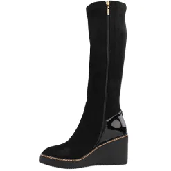 Kate Appleby Boots<Wedge Knee Boots - Cailedon - Black Suede
