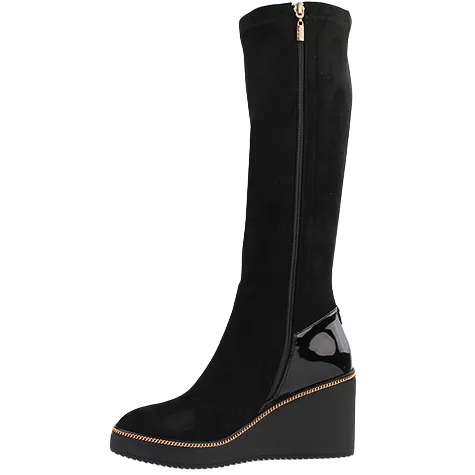 Kate Appleby Boots<Wedge Knee Boots - Cailedon - Black Suede