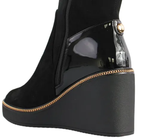 Kate Appleby Boots<Wedge Knee Boots - Cailedon - Black Suede