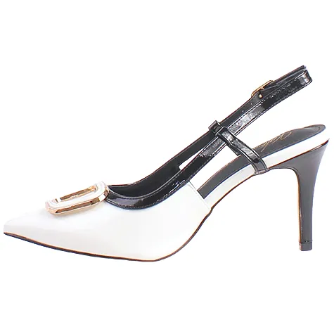 Kate Appleby Shoes<Ladies Patent Slingbacks - Longcot - White / Black