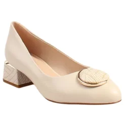 Loretta Vitale Heels<Block Heeled Pumps - C3809 - Beige