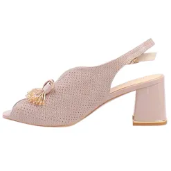 Loretta Vitale Heels<Peep Toe Slingbacks - C9621 - Apricot