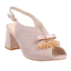 Loretta Vitale Heels<Peep Toe Slingbacks - C9621 - Apricot