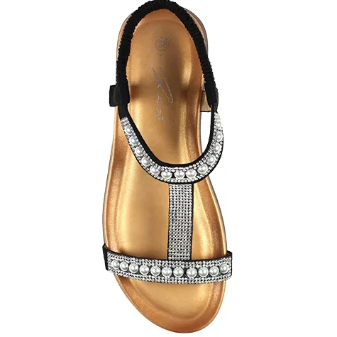Lunar Sandals<Flat Sandals - Tancy - Black Pearl