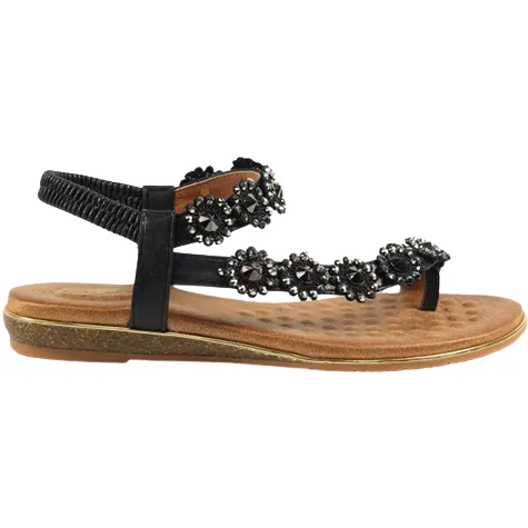 Lunar Sandals<Ladies Flat Sandals - Charlotte II - Black