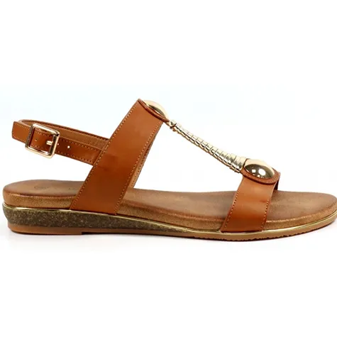 Lunar Sandals<Ladies Flat Sandals - Renoir - Tan
