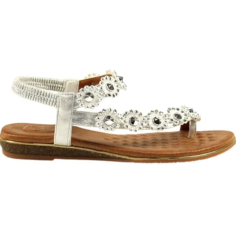 Lunar Sandals<Ladies Flat Sandals - Charlotte II - Silver