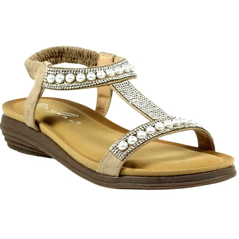 Lunar Sandals<Ladies Flat Sandals - Tancy - Beige Pearl