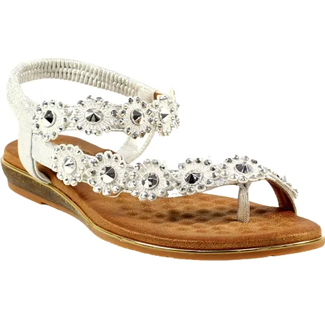 Lunar Sandals<Ladies Flat Sandals - Charlotte II - Silver