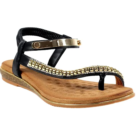 Lunar Sandals<Ladies Flat Sandals - Asia II - Black