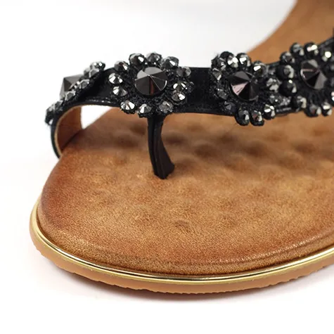 Lunar Sandals<Ladies Flat Sandals - Charlotte II - Black