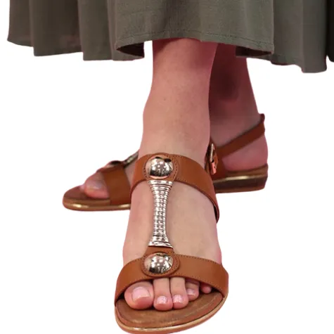 Lunar Sandals<Ladies Flat Sandals - Renoir - Tan