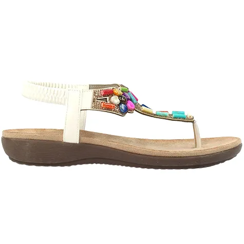 Lunar Sandals<Ladies Toe Post Sandals - Rachel - White