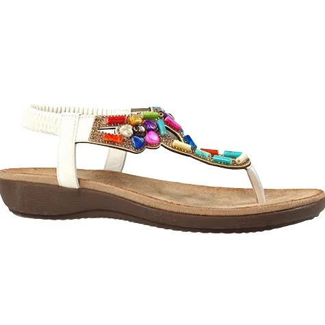 Lunar Sandals<Ladies Toe Post Sandals - Rachel - White