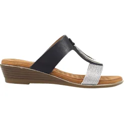Lunar Sandals<Ladies Wedge Mules - Portland - Navy