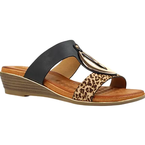 Lunar Sandals<Ladies Wedge Mules - Paradise - Black