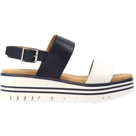 Lunar Sandals<Ladies Wedge Sandals - Missy - Navy/White