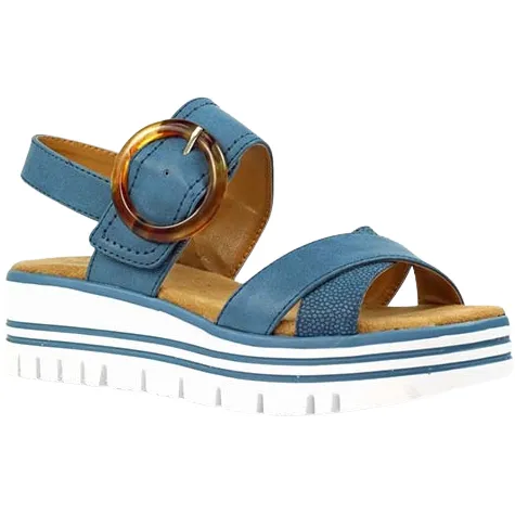 Lunar Sandals<Ladies Wedge Sandals - Elise - Blue