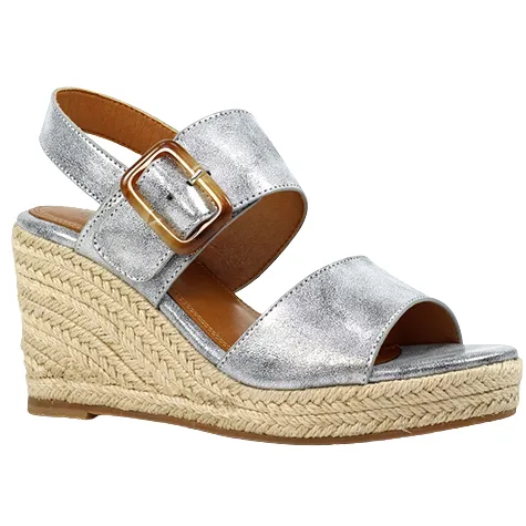 Lunar Sandals<Ladies Wedge Sandals - Rochester - Silver/Grey