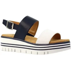 Lunar Sandals<Ladies Wedge Sandals - Missy - Navy/White