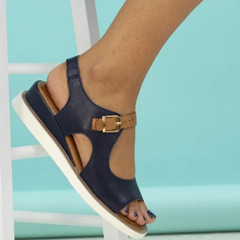 Lunar Sandals<Ladies Wedge Sandals - Spring - Navy